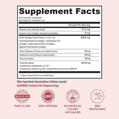 Probiotics Improve Vaginal Dryness And Ph Balance, Hyaluronic Acid, Vitamin C, And Composite Collagen-60 Capsules